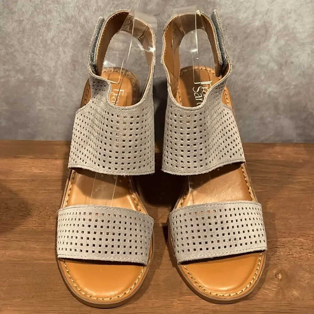 Franco Sarto Delores stacked heel suede sandal size 8.5